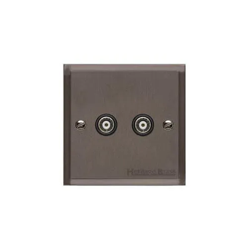Elite Stepped Plate Range-Matt Bronze-2 Gang TV Coaxial Socket