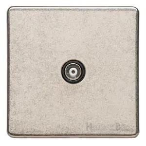 Vintage Range Rustic Nickel-1 Gang Non-Isolated TV Coaxial Socket