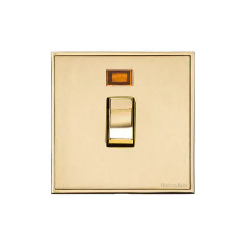 Executive Range-Satin Brass-20 Amp DP Switch with Neon