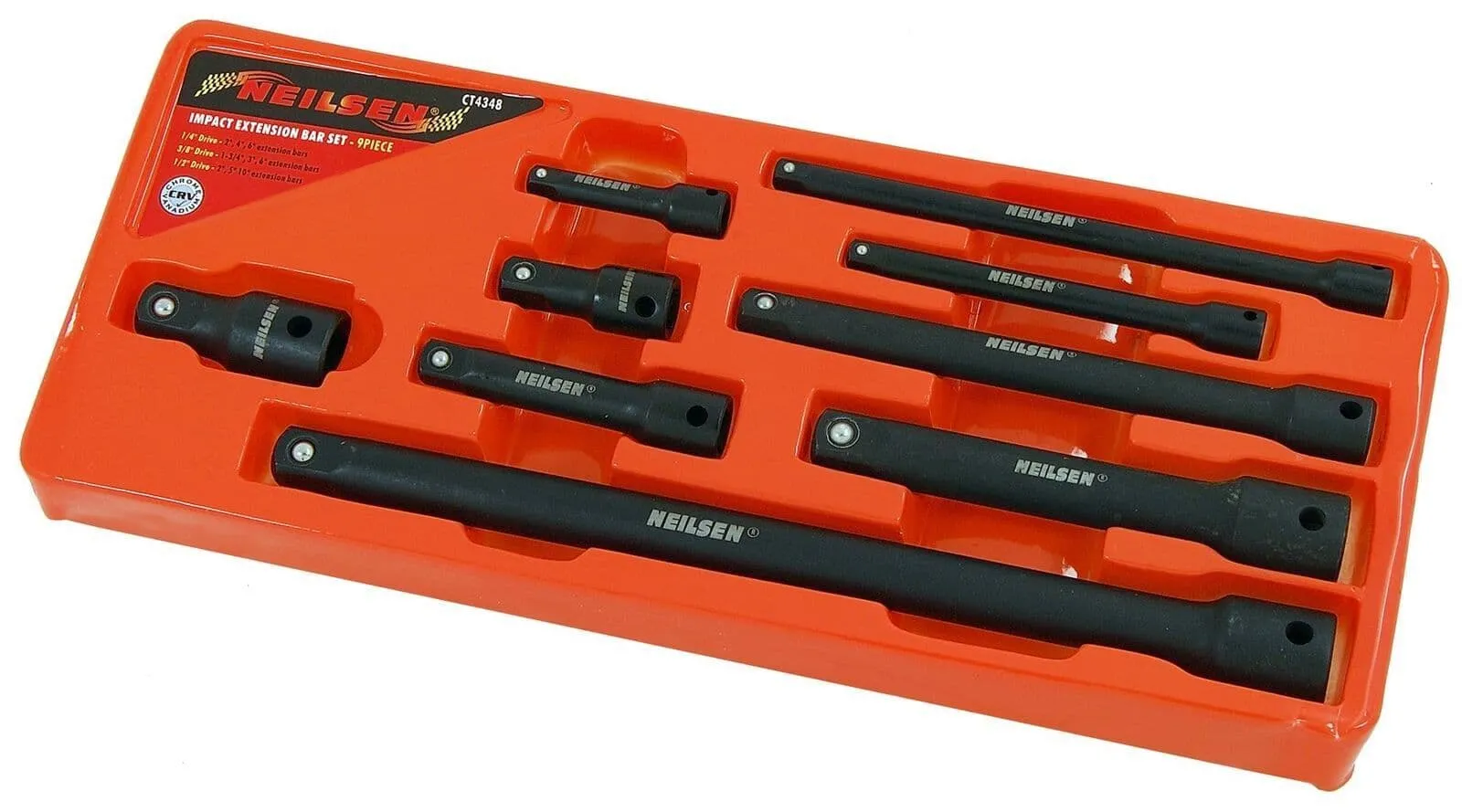 Impact Socket Extension Bar Set 1/4" 3/8" 1/2" Drive Length 50/250mm In Eva Tray