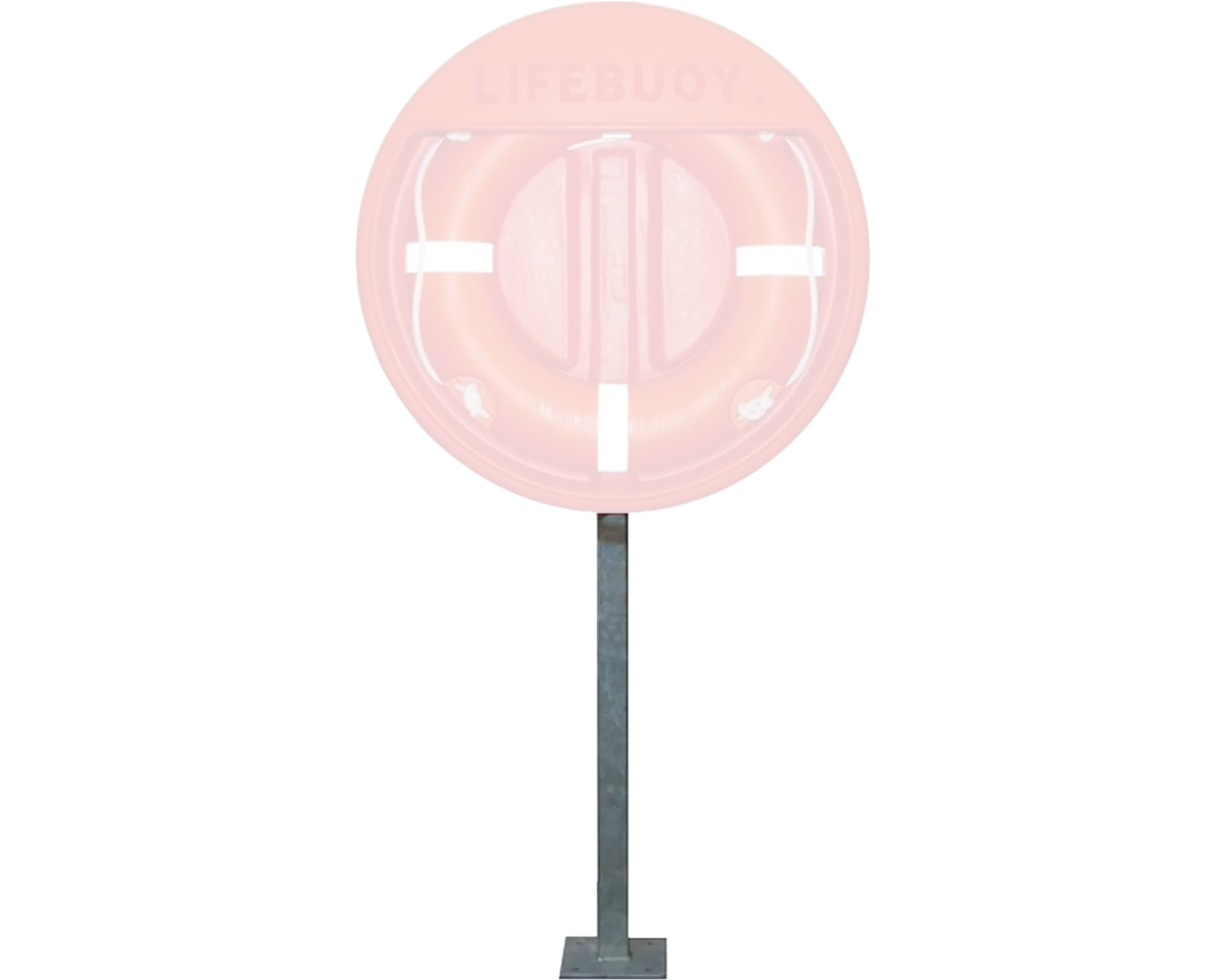 Lifebuoy Housing Steel Post - Bolt Down, 1.5m High, with 200mm Sq Baseplate