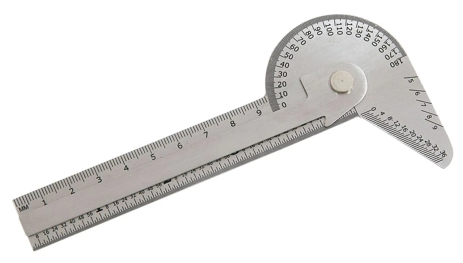 Multi Use Rule & Gauge - Stainless Steel - Protractor Center Finder Drill Point