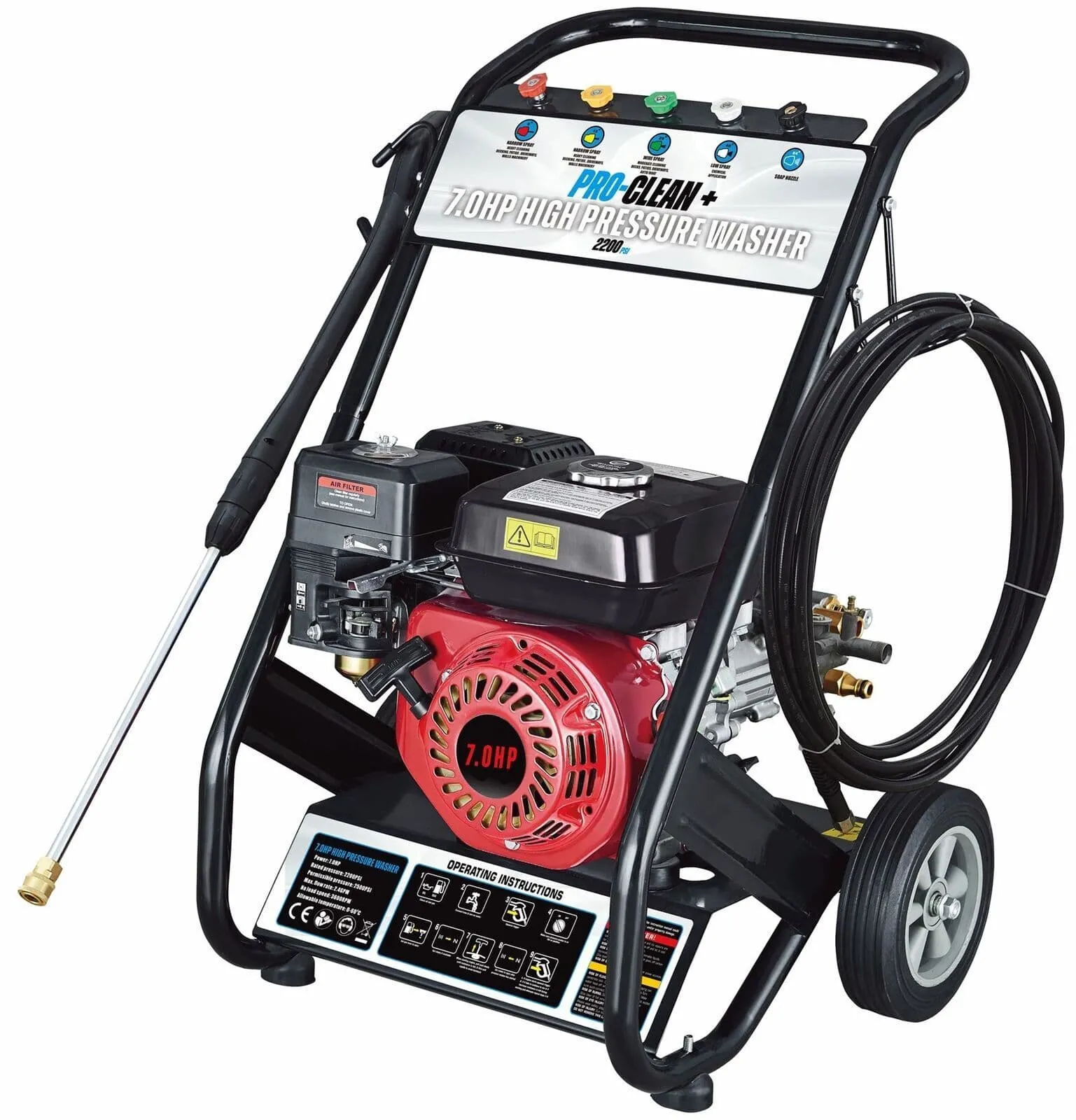 Neilsen 6.5Hp 2200Psi Petrol Pressure Washer 10 Meter Hose