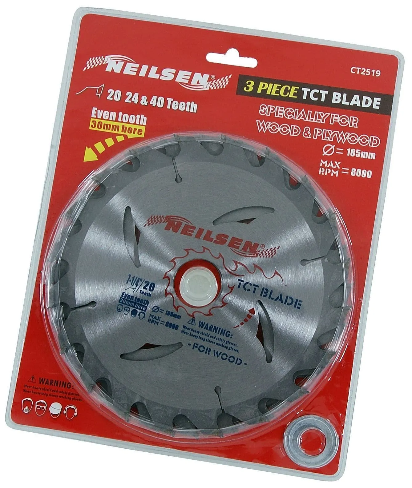 Pack Of 3 - 185 mm / 7  " Tct Saw Blades 20 24 40 Teeth