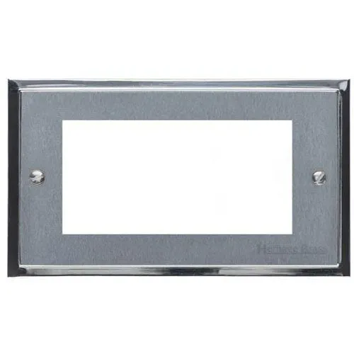 Elite Stepped Plate Range-Satin Chrome Dual Finish-4 Module Euro Plate