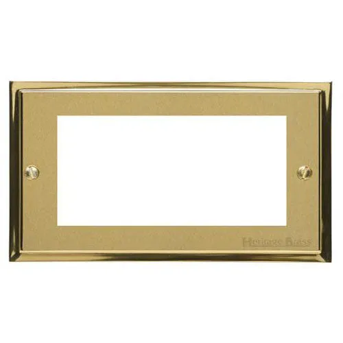 Elite Stepped Plate Range-Satin Brass Dual Finish-4 Module Euro Plate