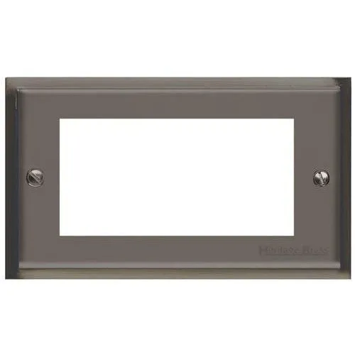 Elite Stepped Plate Range-Black Nickel-4 Module Euro Plate