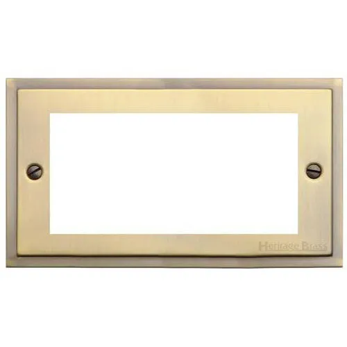 Elite Stepped Plate Range-Antique Brass-4 Module Euro Plate