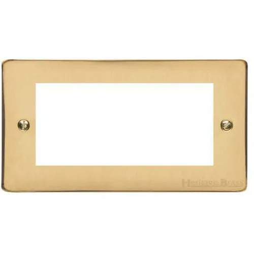 Elite Flat Plate Range-Polished Brass-4 Module Euro Plate