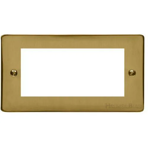 Elite Flat Plate Range-Satin Brass-4 Module Euro Plate