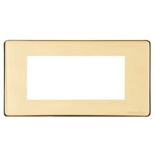 Vintage Range-Polished Brass-4 Module Euro Plate