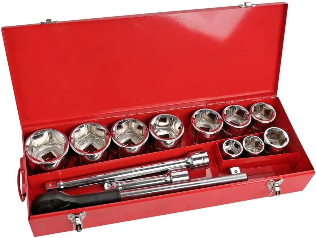 Professional Ratchet Socket Tool Set 1" 15 Pcs Storage Case 36mm To 80mm