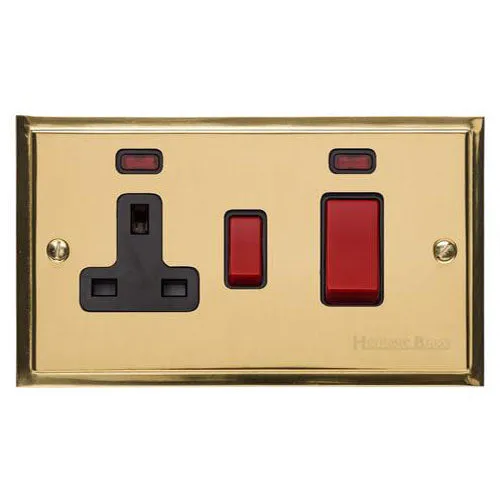 Elite Stepped Plate Range-Polished Brass-45A Cooker Unit + 13A Socket