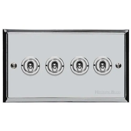 Elite Stepped Plate Range-Polished Chrome-4 Gang Toggle Switch