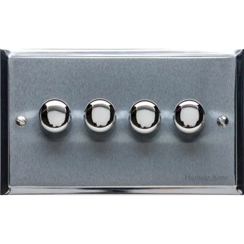 Elite Stepped Plate Range-Satin Chrome Dual Finish-4 Gang Dimmer (400watts)