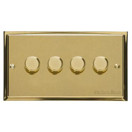 Elite Stepped Plate Range-Satin Brass Dual Finish-4 Gang Dimmer (400watts)