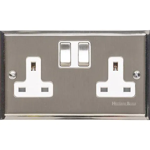 Elite Stepped Plate Range-Satin Nickel Dual Finish -Double Socket (13 Amp)