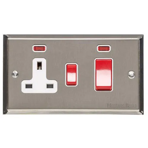 Elite Stepped Plate Range-Satin Nickel Dual Finish -45A Cooker Unit + 13A Socket