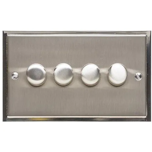 Elite Stepped Plate Range-Satin Nickel Dual Finish -4 Gang Dimmer (400watts)