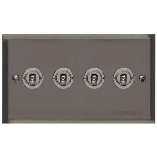 Elite Stepped Plate Range-Black Nickel-4 Gang Toggle Switch