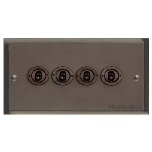 Elite Stepped Plate Range-Matt Bronze-4 Gang Toggle Switch