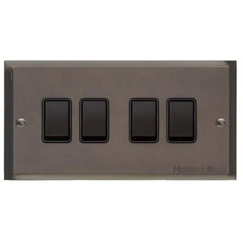 Elite Stepped Plate Range-Matt Bronze-4 Gang Rocker Switch (10 Amp)