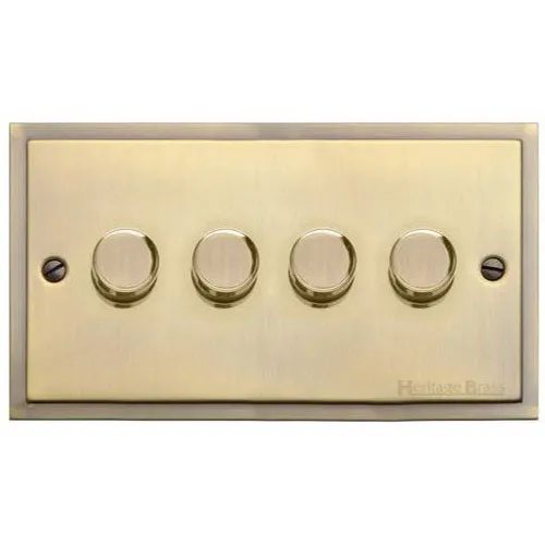 Elite Stepped Plate Range-Antique Brass-4 Gang Dimmer (400watts)