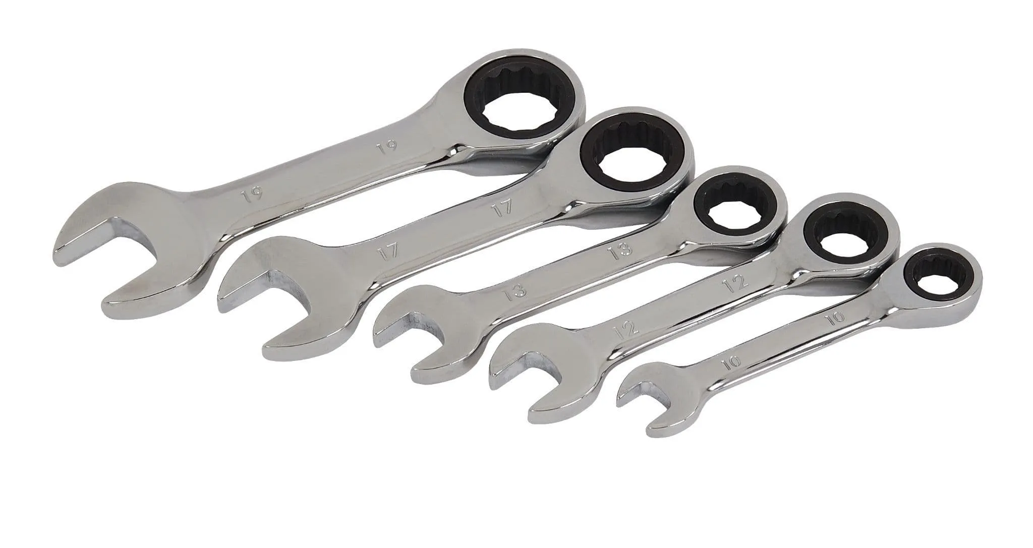 Stubby Combination Ratchet Spanner Set Metric 5Pc