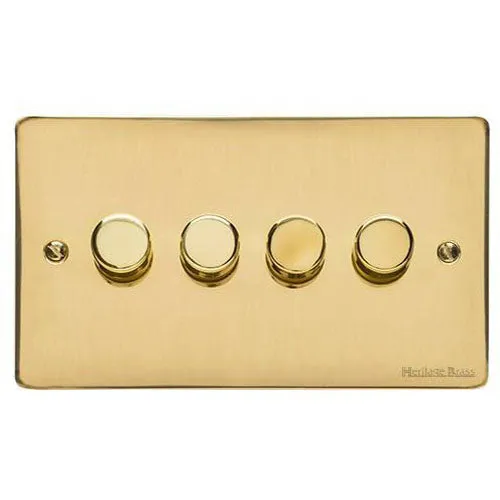 Elite Flat Plate Range-Polished Brass-4 Gang Dimmer (250 watts)