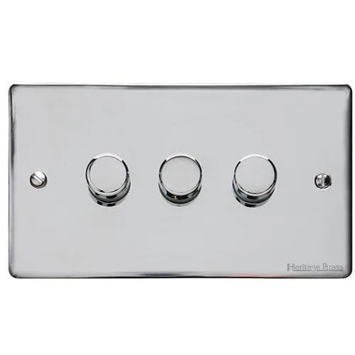 Elite Flat Plate Range-Polished Chrome-3 Gang Dimmer (400 watts)