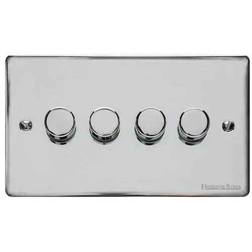 Elite Flat Plate Range-Polished Chrome-4 Gang Dimmer (250 watts)