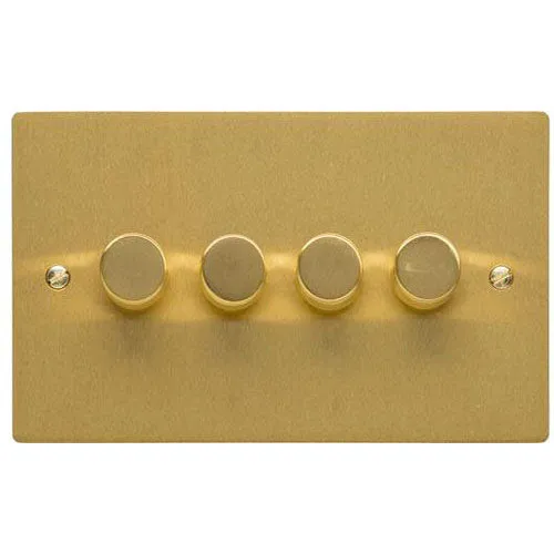 Elite Flat Plate Range-Satin Brass-4 Gang Dimmer (400watts)