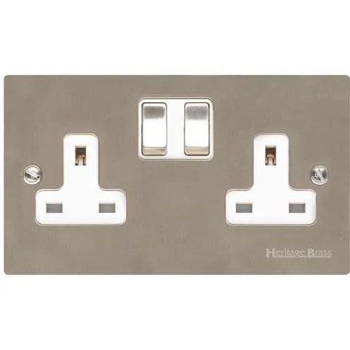 Elite Flat Plate Range-Satin Nickel-Double Socket (13 Amp)