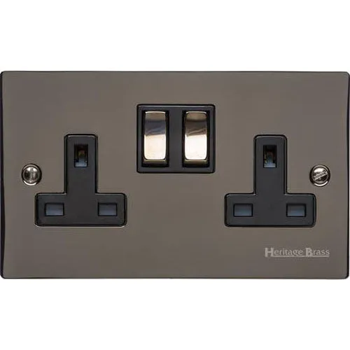 Elite Flat Plate Range-Black Nickel-Double Socket (13 Amp)