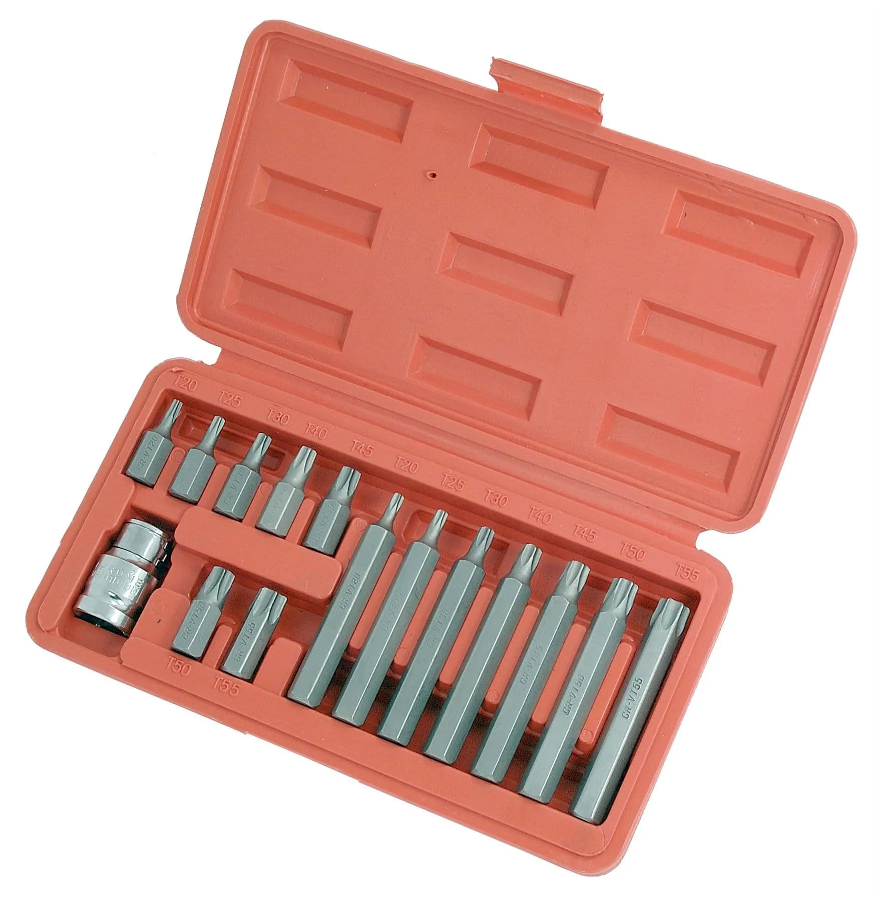 Torx Set 15Pc 1/2" Drive Star Bit Set T20 - T55 30mm 75mm