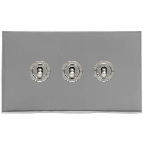 Winchester Range-Satin Chrome Silk-3 Gang Toggle Switch
