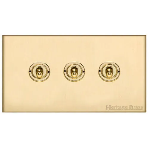 Winchester Range-Satin Brass-3 Gang Toggle Switch