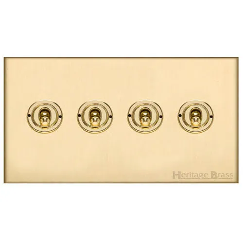 Winchester Range-Satin Brass-4 Gang Toggle Switch
