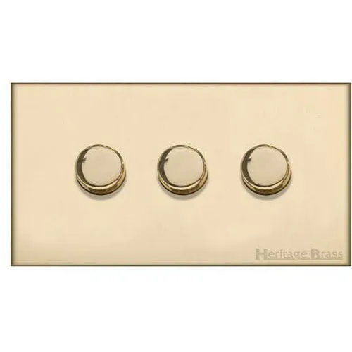 Winchester Range-Satin Brass-3 Gang LED Dimmer (Compatible with LED Lamps)