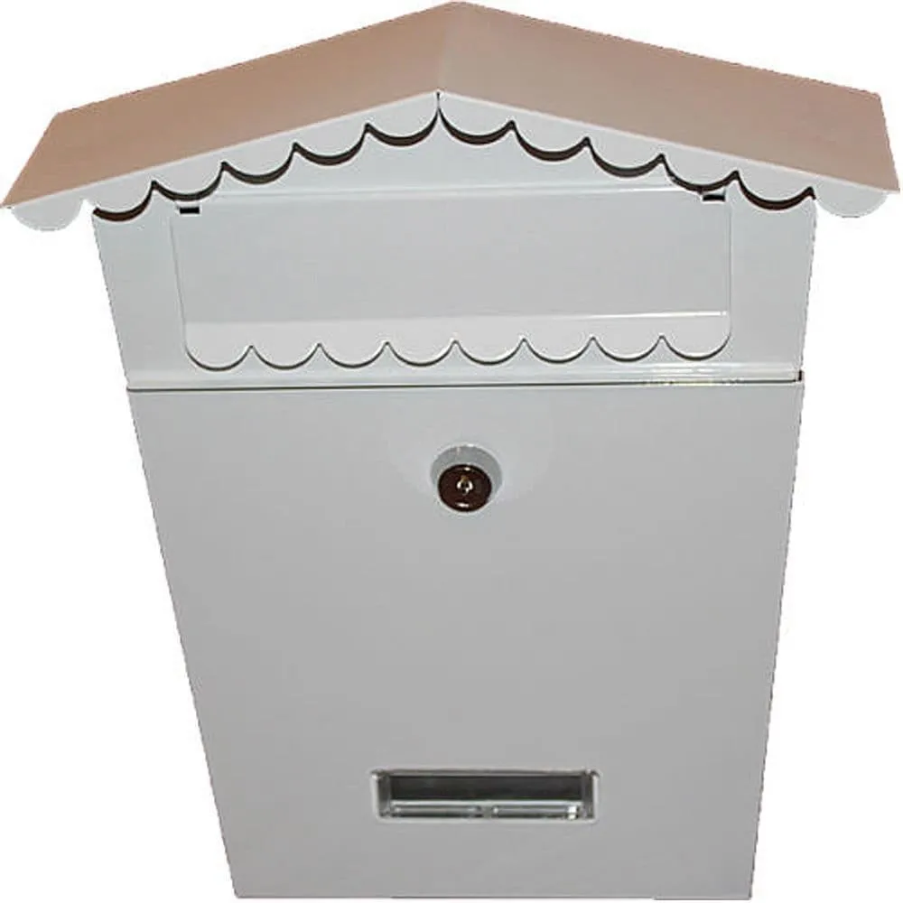 White Lockable Outside Letterbox Letter Post Mail Box Postbox With Fixing Kit