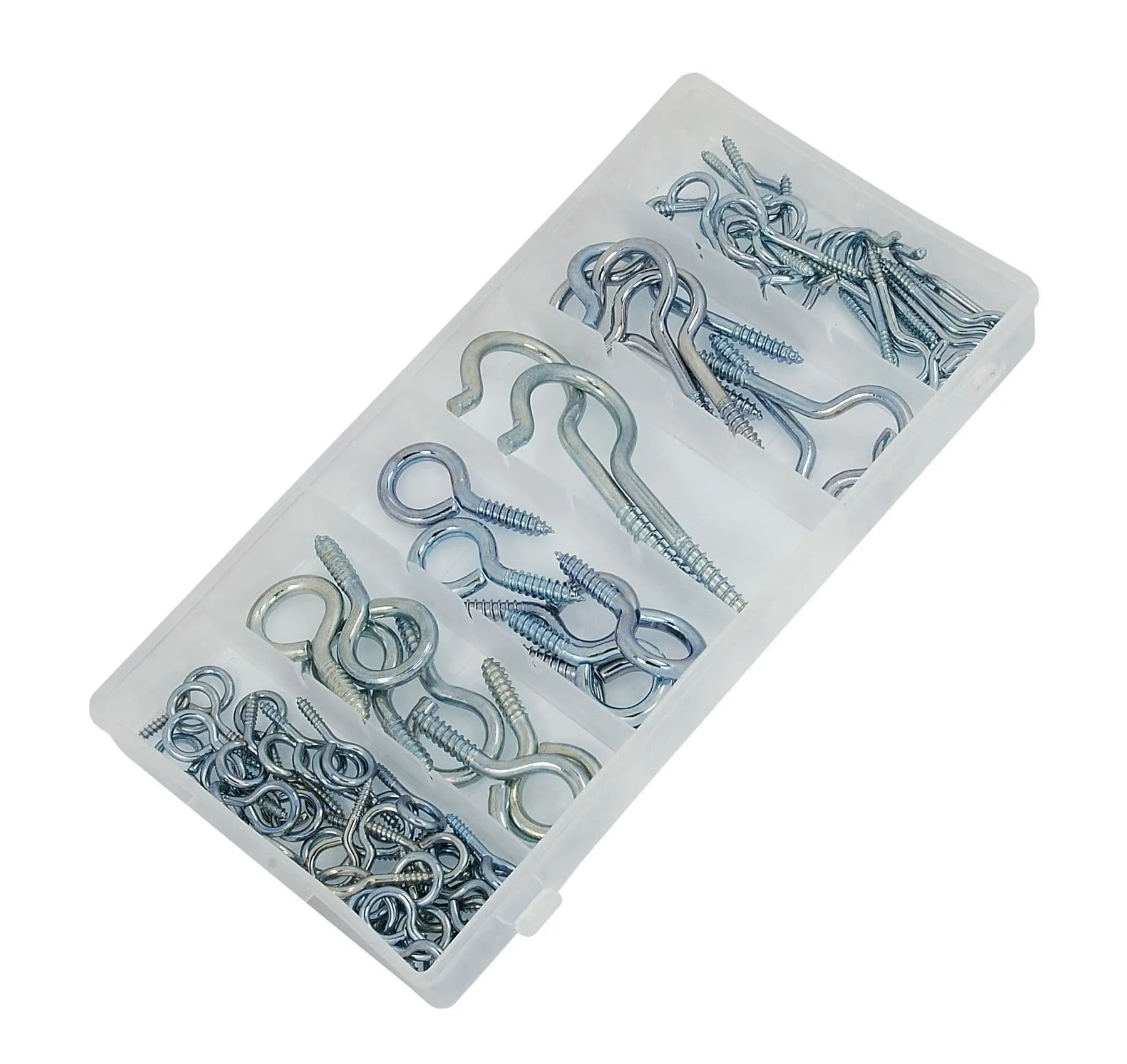 Wire Hook & Eye Bolt Assortment Galvanised Steel Screw In Eyelet Bolt Hooks 80Pc