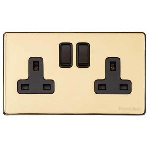 Vintage Range-Polished Brass-Double Socket (13 Amp)