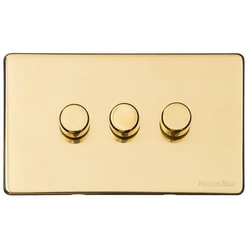 Vintage Range-Polished Brass-3 Gang LED Dimmer (Compatible with LED Lamps)