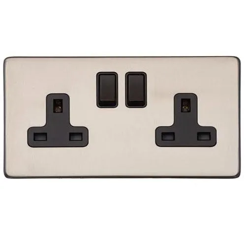 Vintage Range-Satin Nickel-Double Socket (13 Amp)