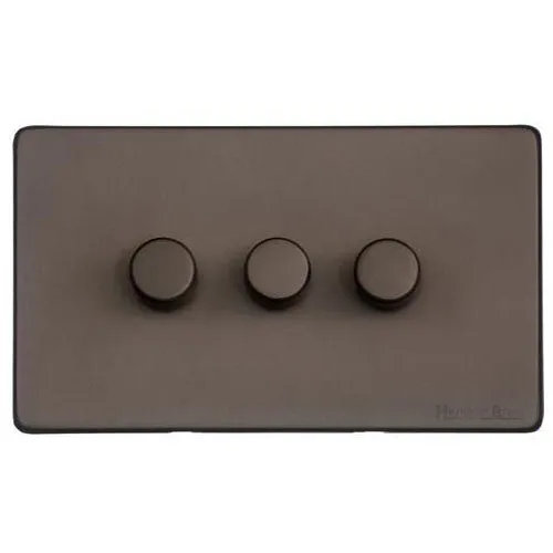 Vintage Range-Matt Bronze-3 Gang LED Dimmer (Compatible with LED Lamps)