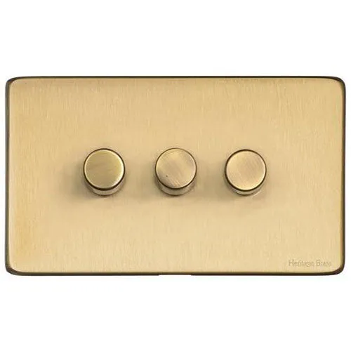 Vintage Range-Satin Brass-3 Gang Dimmer (400 watts)