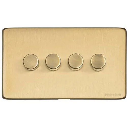 Vintage Range-Satin Brass-4 Gang Dimmer (400watts)