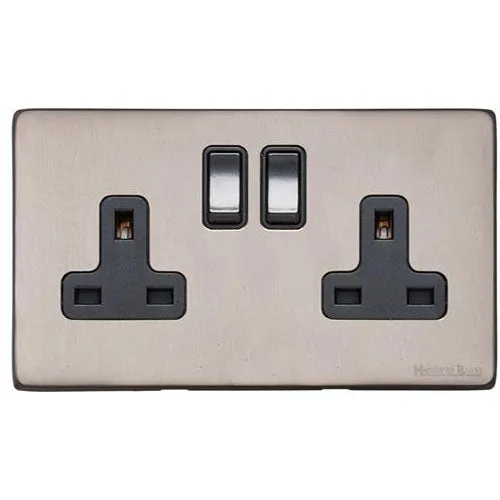 Vintage Range-Aged Pewter-Double Socket (13 Amp)