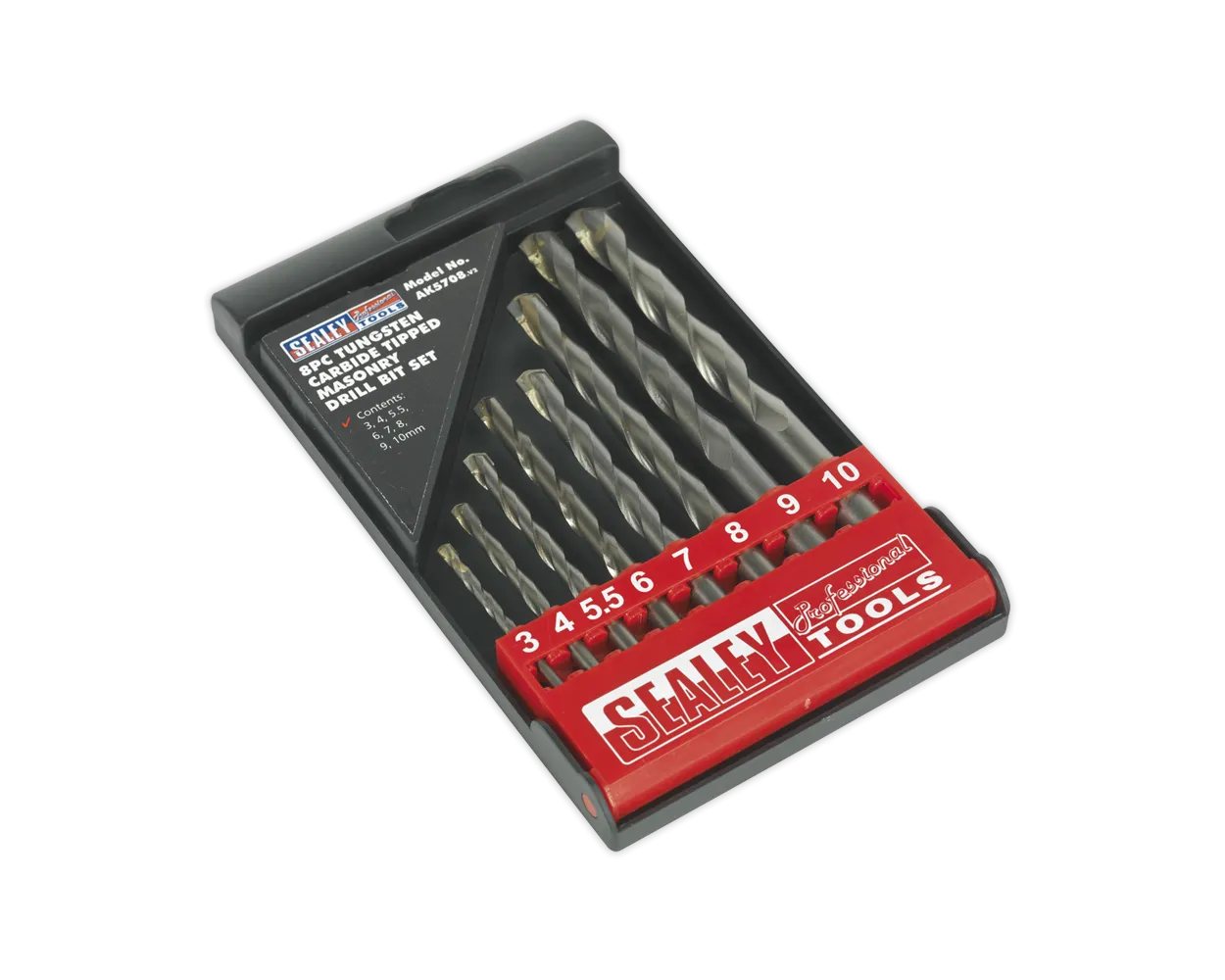 Sealey Tungsten Carbide Tipped Masonry Drill Bit Set, 8 pc