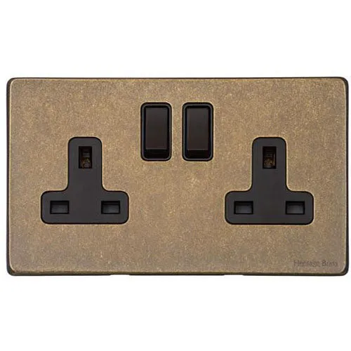 Vintage Range-Rustic Brass-Double Socket (13 Amp)